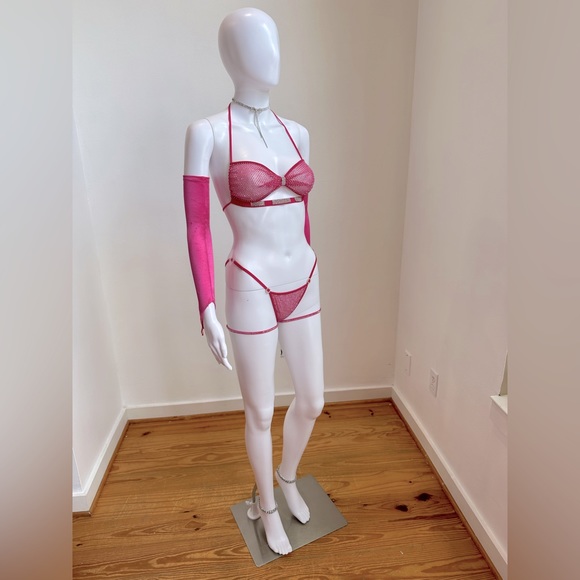 Barbie Rhinestone Pink Bow Bra 🎀 thong set Custom, Handmade, XS - Picture 8 of 10